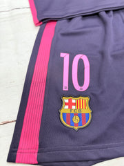 Youth Messi Retro Jersey Kit Purple Barcelona (Jersey+Shorts) Kids Set