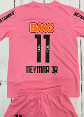 Youth Neymar Jr Retro Jersey Pink Kids Soccer Kits (Jersey+Shorts)