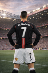 Youth Ronaldo Retro Jersey Black Long Sleeve Manchester United Kit (Jersey+Shorts)