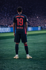 Youth Lamine Yamal Jersey Black Alternate Barca Kit (Jersey+Shorts) Kids Set