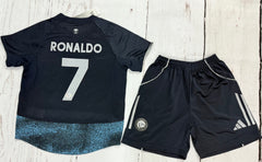 Youth Ronaldo 25-26 Al Nassr Navy Jersey Kit (Jersey+Shorts)