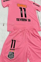Youth Neymar Jr Retro Jersey Pink Kids Soccer Kits (Jersey+Shorts)