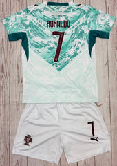 Youth Cristiano Ronaldo 2026 Portugal Away Jersey – Kids Soccer Kit (Jersey + Shorts)