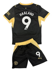 Youth Haaland Jersey 26-27’ Alternate Man City Kit Kids Soccer Sets (Jersey+Shorts)