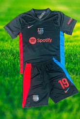Youth Lamine Yamal Jersey Black Alternate Barca Kit (Jersey+Shorts) Kids Set