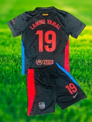 Youth Lamine Yamal Jersey Black Alternate Barca Kit (Jersey+Shorts) Kids Set