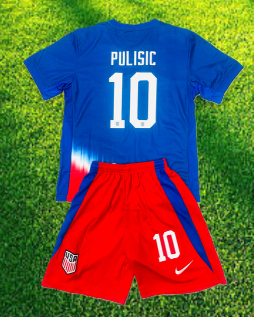 Youth Christian Pulisic #10 USA Soccer Jersey - Kids Blue and Red Kit