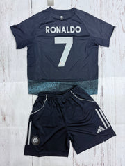 Kids Ronaldo jersey navy 26’ youth soccer kits