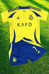 Youth Ronaldo Yellow Al Nassr Jersey Kit (Jersey+Shorts)