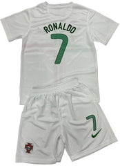 Youth Ronaldo Jersey Retro Portugal 12’ Kit Kids Soccer Sets (Jersey+Shorts)