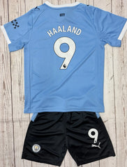 Youth Haaland Man City Blue 25-26 Kit (Jersey & Short Set)