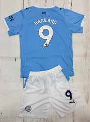 Youth Haaland Jersey Blue 25’ Man City Kit Kids Soccer Sets (Jersey+Shorts)