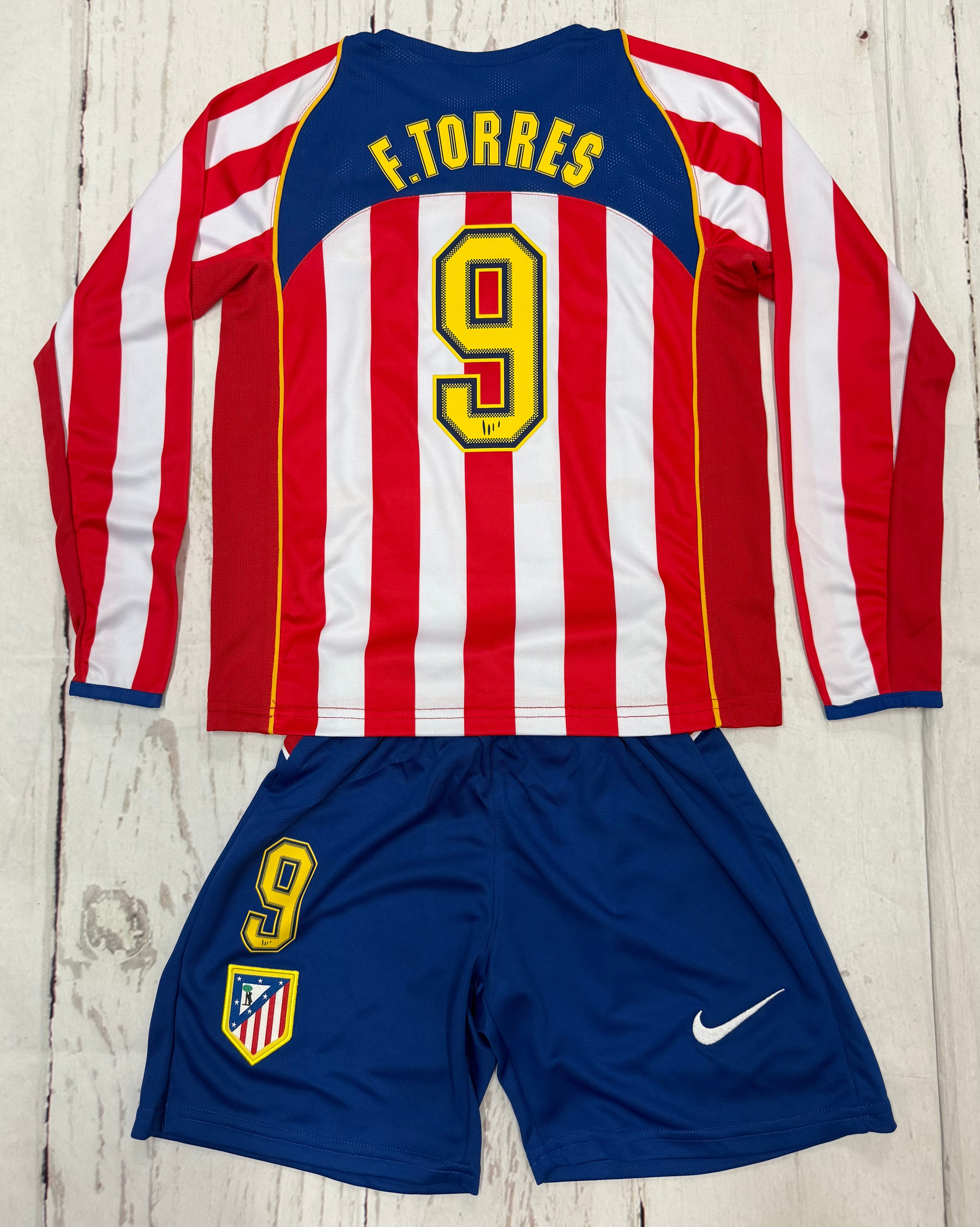 Youth F.Torres Retro Jersey  Atletico Madrid Long Sleeve Kit (Jersey+Shorts)