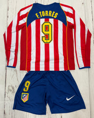 Youth F.Torres Retro Jersey  Atletico Madrid Long Sleeve Kit (Jersey+Shorts)