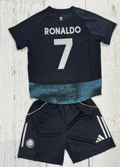 Youth Cristiano Ronaldo 2025-26 Al Nassr Navy Jersey – Kids Soccer Kit (Jersey + Shorts)