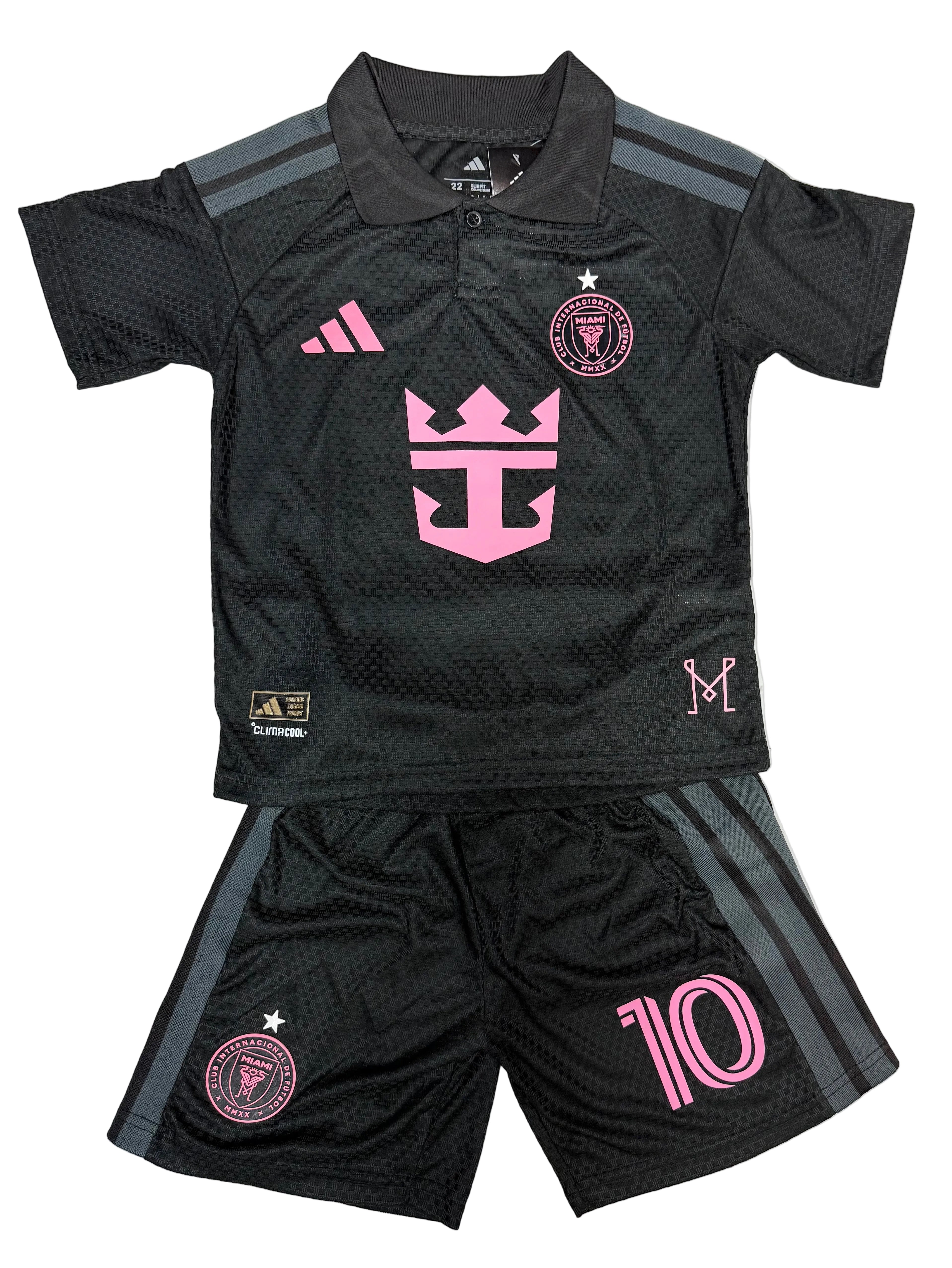 Youth Messi Jersey 26-27’ Black/Pink Kit Kids Soccer Sets (Jersey+Shorts)