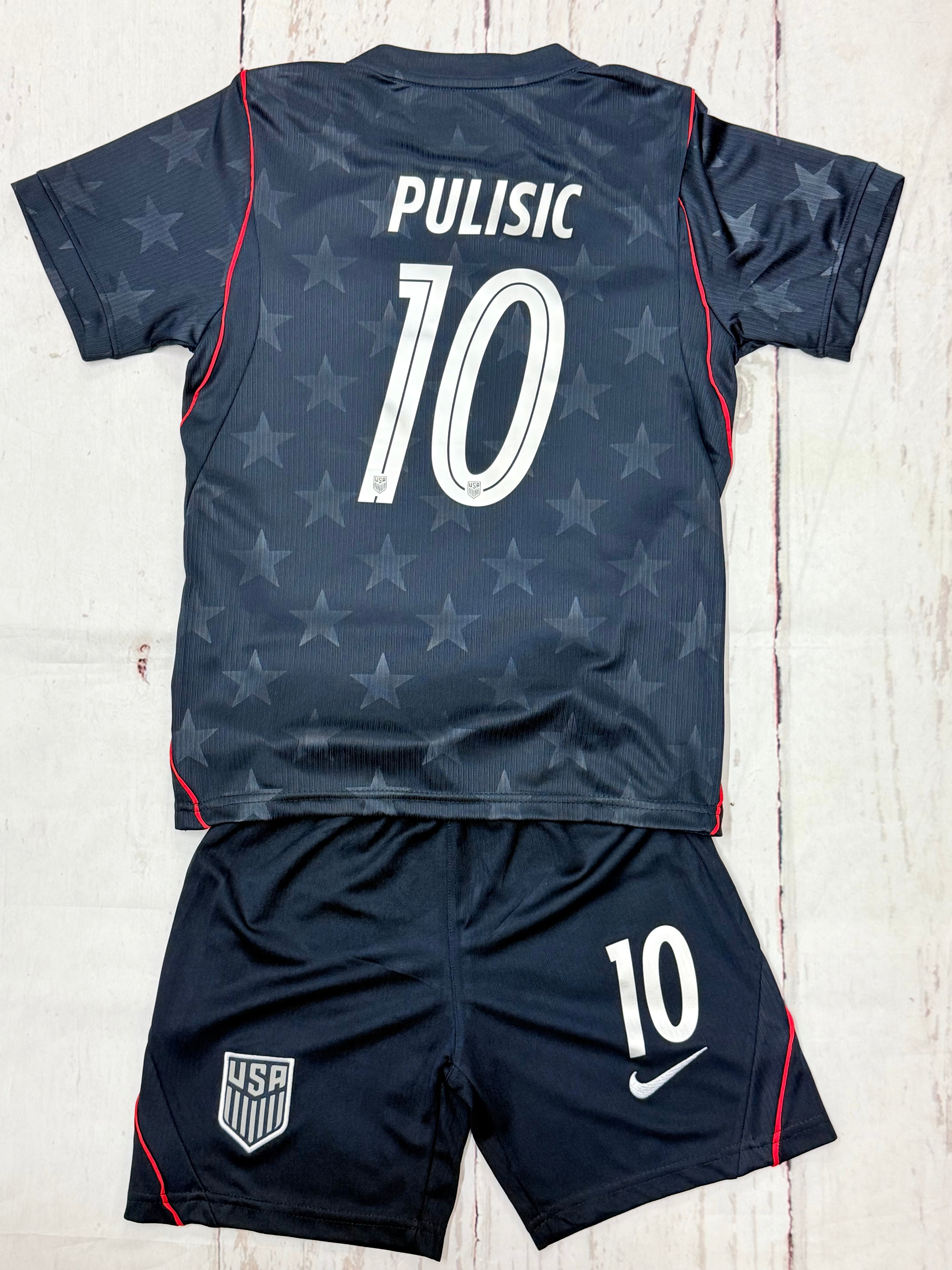 Youth Christian Pulisic (Jersey + Shorts) Kit 26’ Stars & Stripes Away  Kids Soccer Set