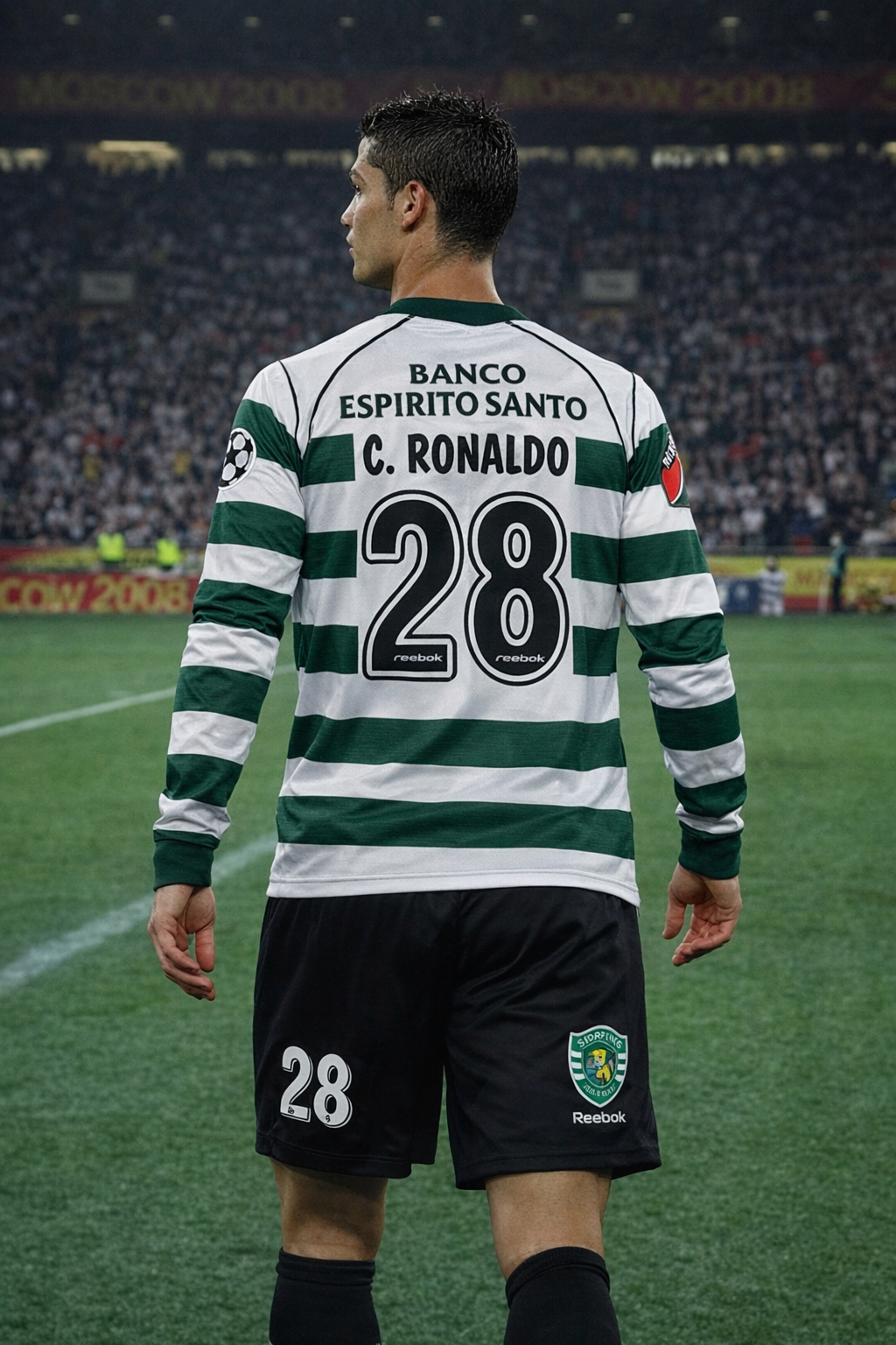 Youth Ronaldo Retro Jersey Long Sleeve Sporting CP Kit (Jersey+Shorts)