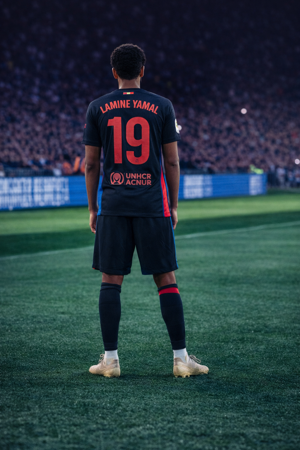 Youth Lamine Yamal Jersey Black Alternate Barca Kit (Jersey+Shorts) Kids Set