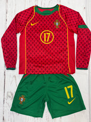 Youth Ronaldo Retro Jersey Long Sleeve Portugal Kit (Jersey+Shorts)