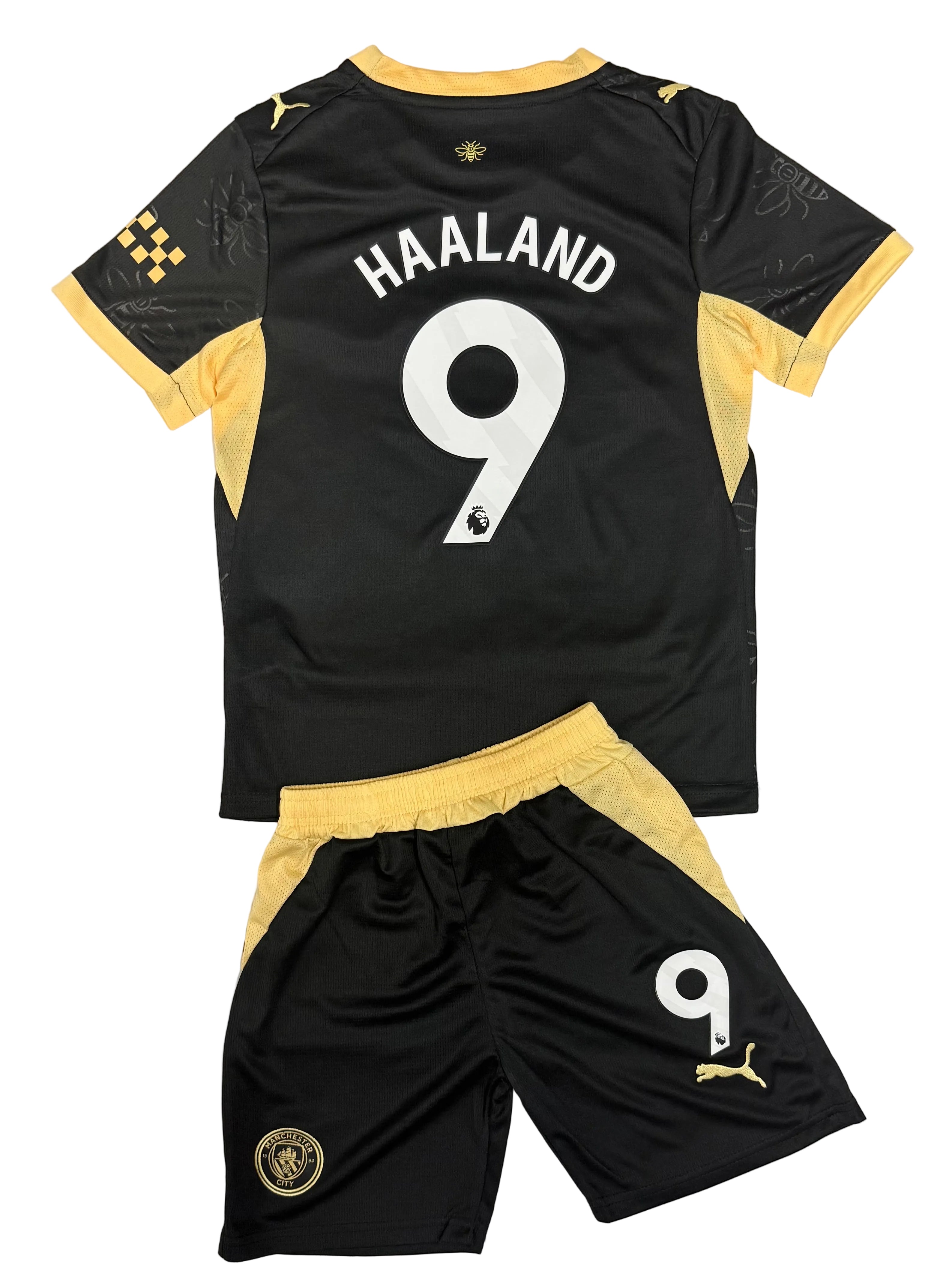 Youth Haaland Jersey 26-27’ Alternate Man City Kit Kids Soccer Sets (Jersey+Shorts)