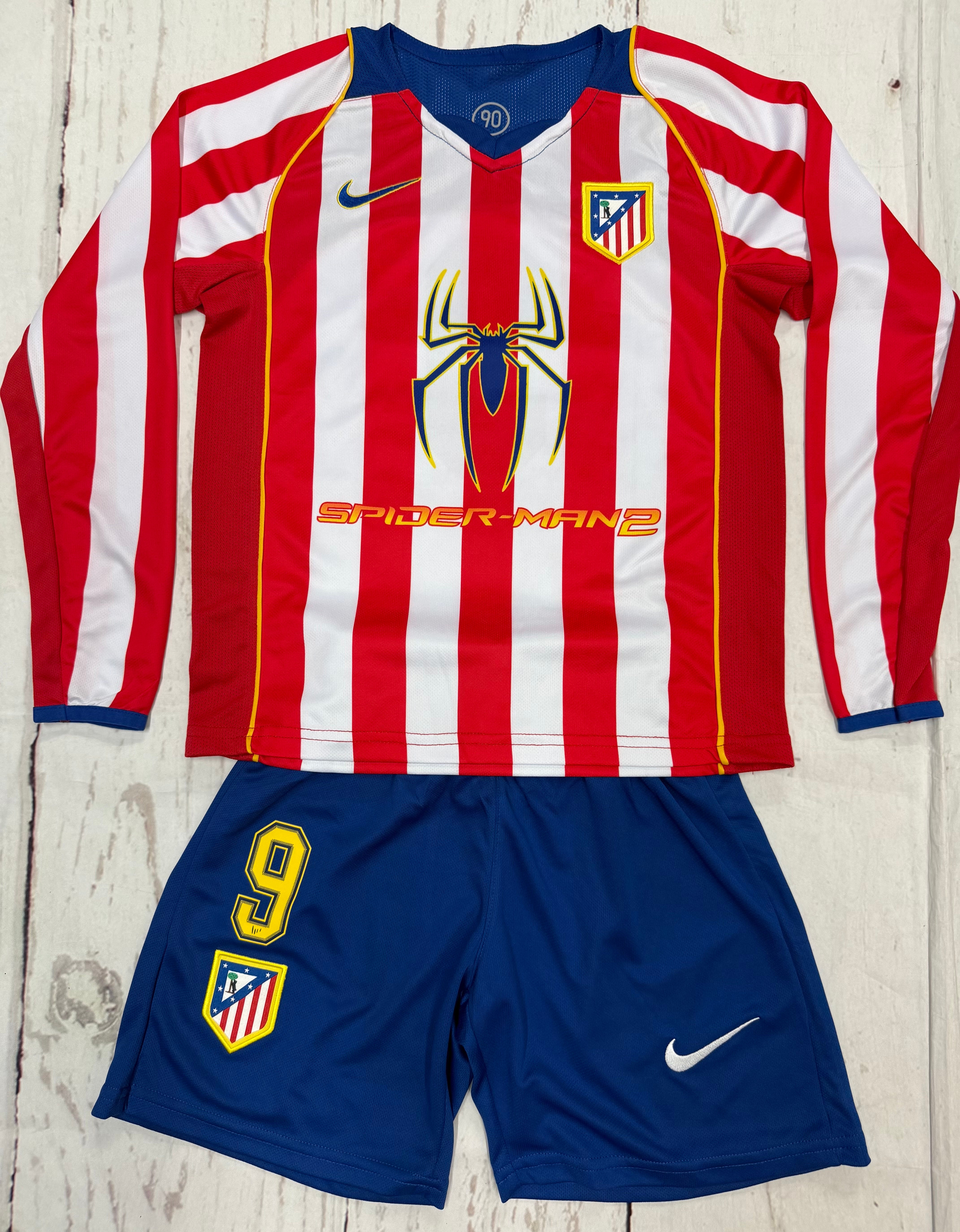 Youth F.Torres Retro Jersey  Atletico Madrid Long Sleeve Kit (Jersey+Shorts)