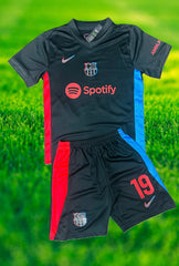 Youth Lamine Yamal Jersey Black Alternate Barca Kit (Jersey+Shorts) Kids Set