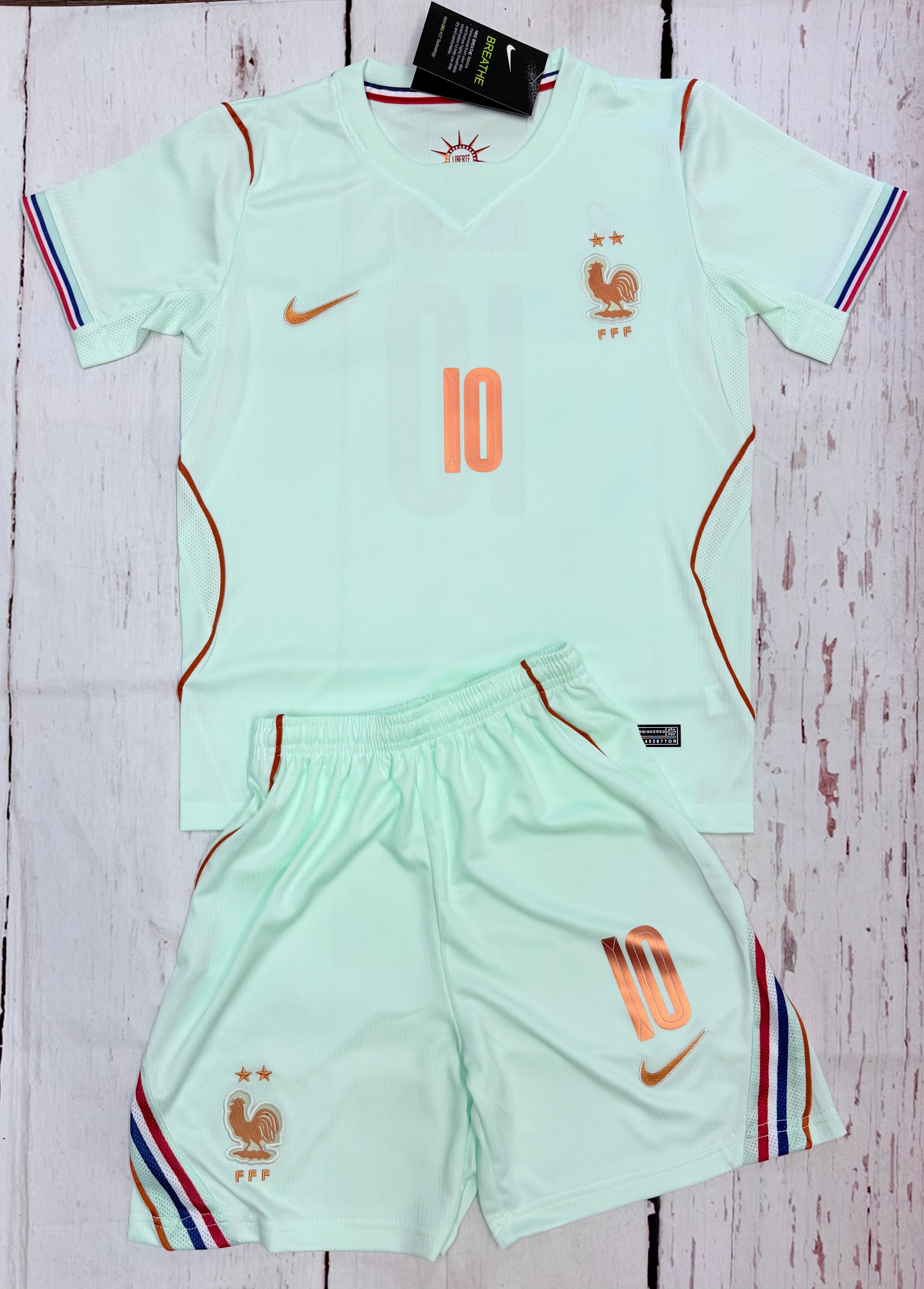 Youth Mbappe (Jersey + Shorts) Kit 26’ France Away Kids Soccer Set
