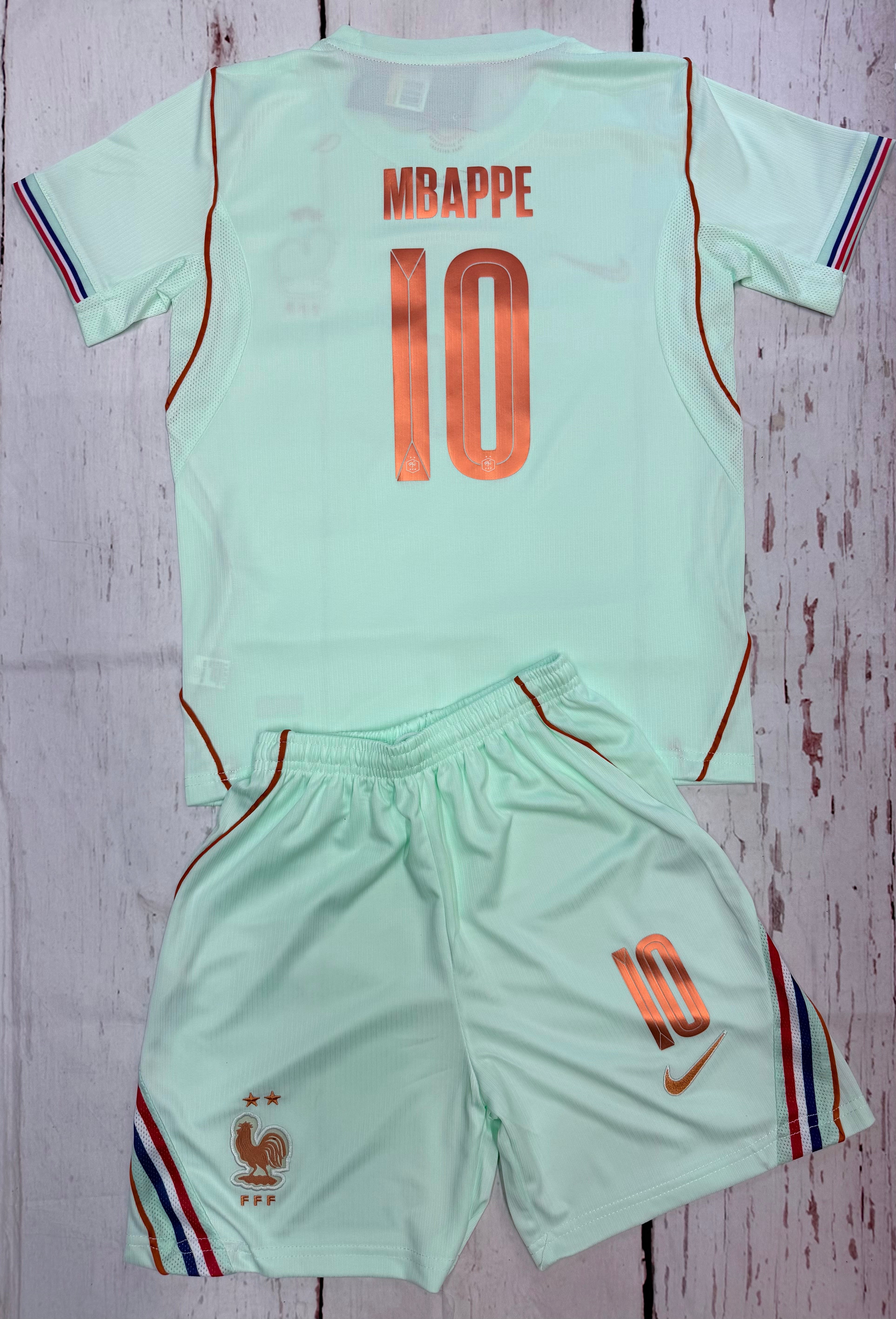 Youth Mbappe (Jersey + Shorts) Kit 26’ France Away Kids Soccer Set