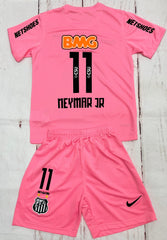 Youth Neymar Jr Retro Jersey Pink Kids Soccer Kits (Jersey+Shorts)