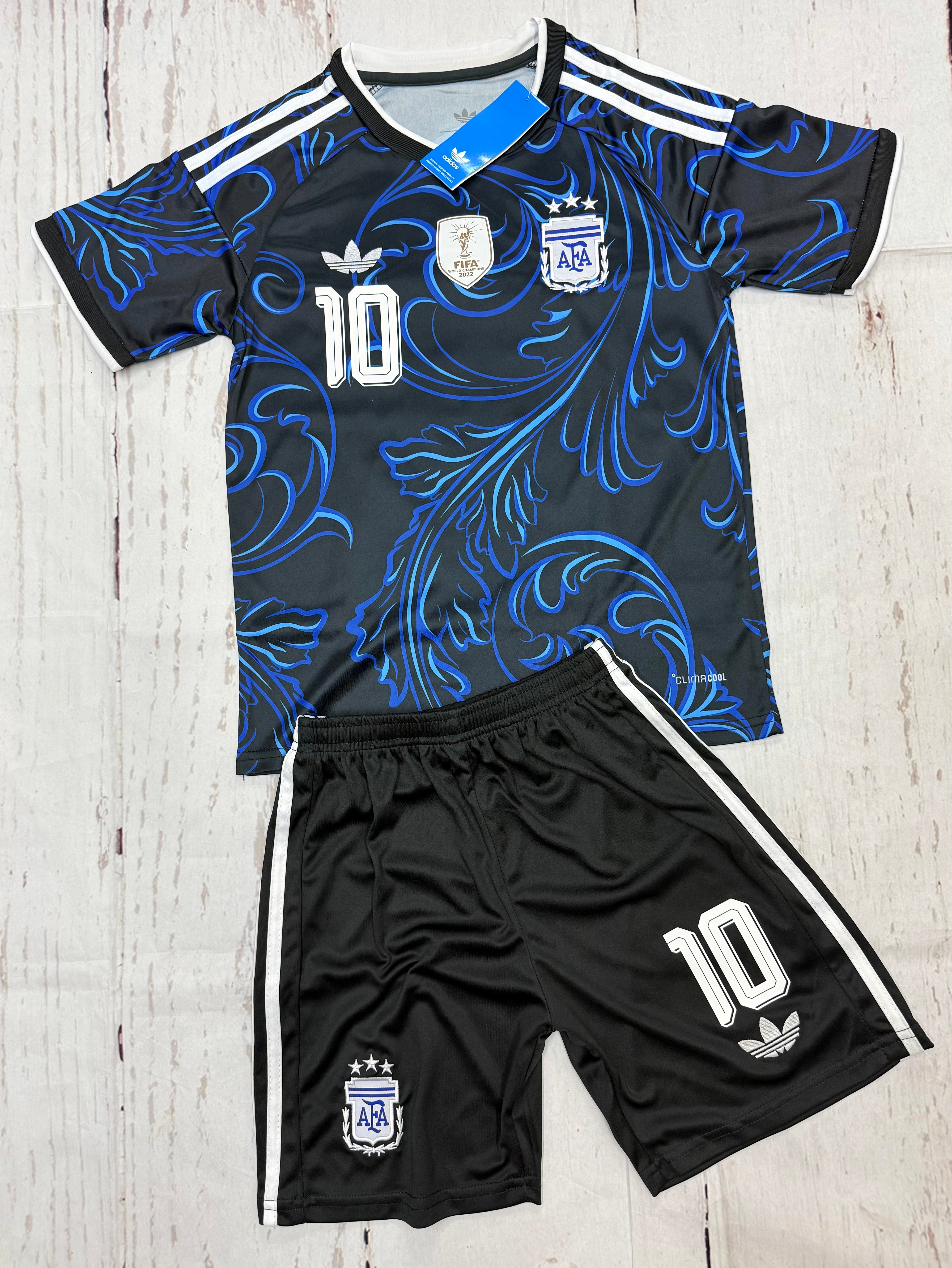 Youth Messi 26’ Argentina Away Kit Kids Soccer Uniform