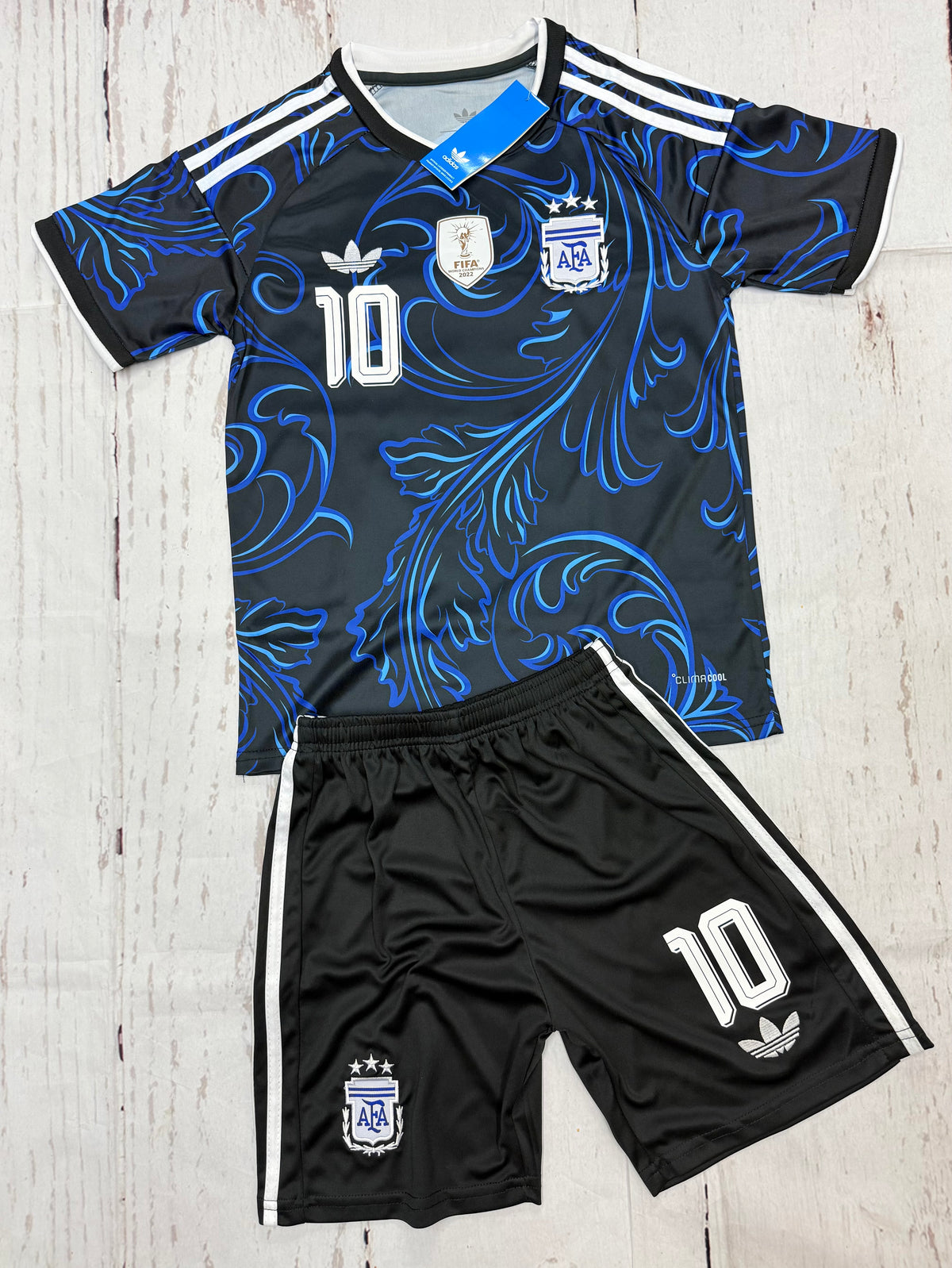 Youth Messi 26’ Argentina Away Kit Kids Soccer Uniform