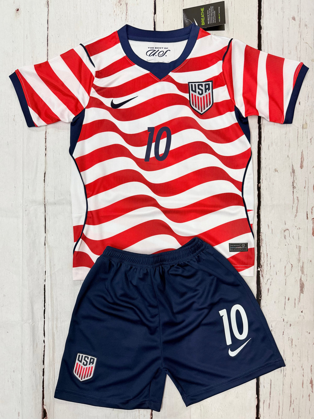 Youth Christian Pulisic (Jersey + Shorts) Kit 26’ Stars & Stripes Home Kids Soccer Set