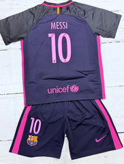 Youth Messi Retro Jersey Kit Purple Barcelona (Jersey+Shorts) Kids Set