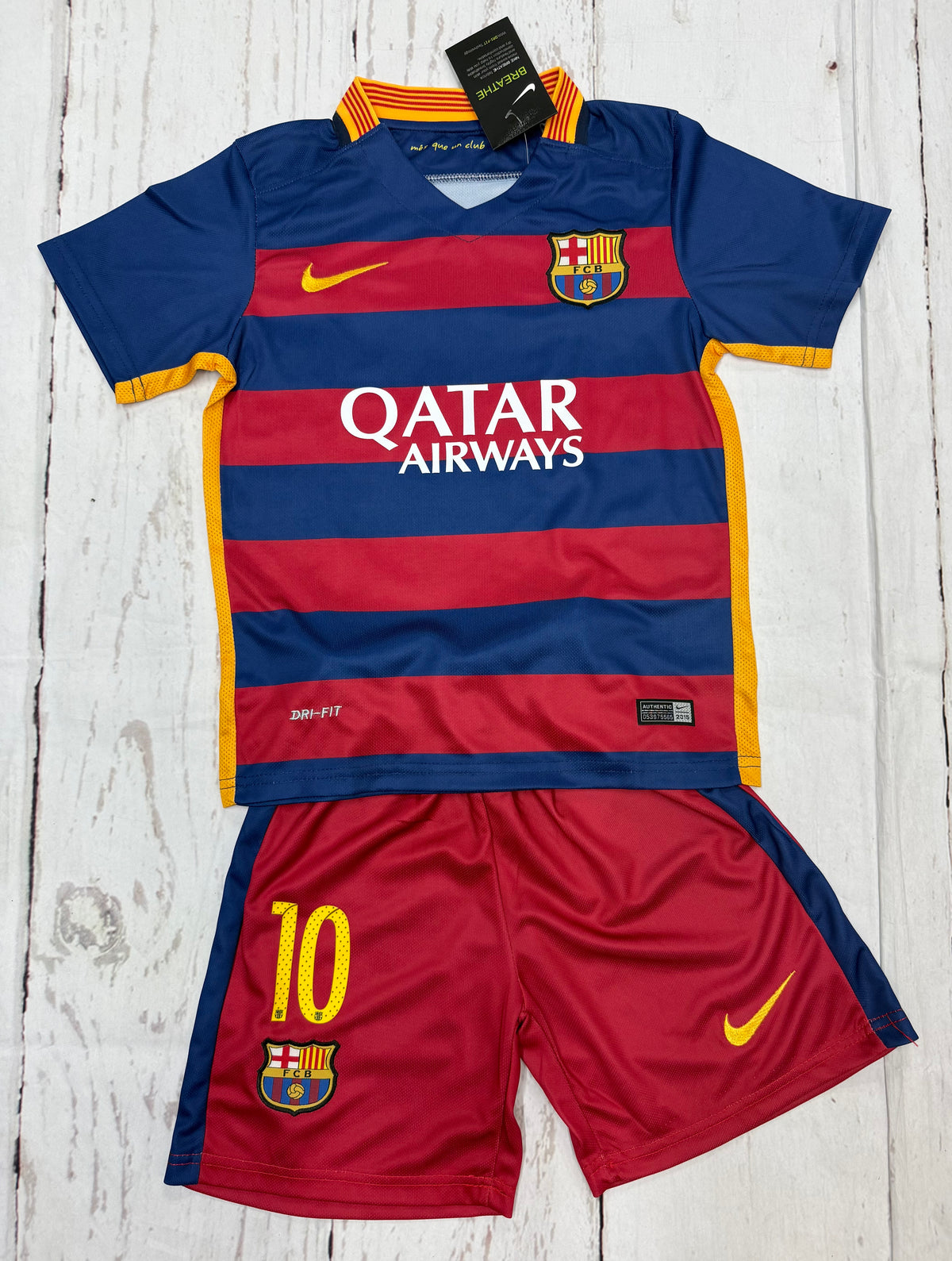 Youth Messi Retro Jersey Classic  Barca Kit (Jersey+Shorts) Kids Set