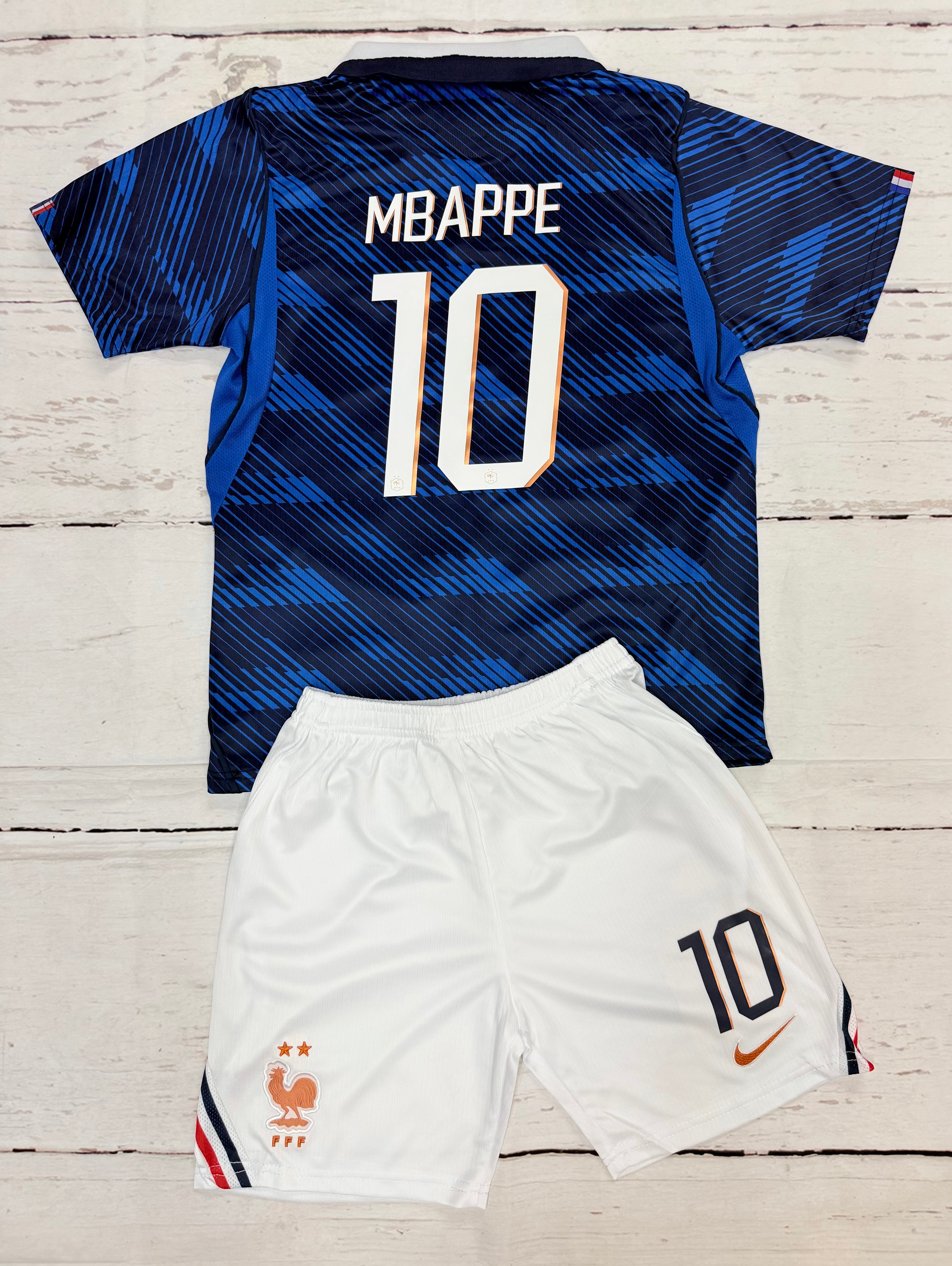 Youth Mbappe (Jersey + Shorts) Kit 26’ France Home Kids Soccer Set