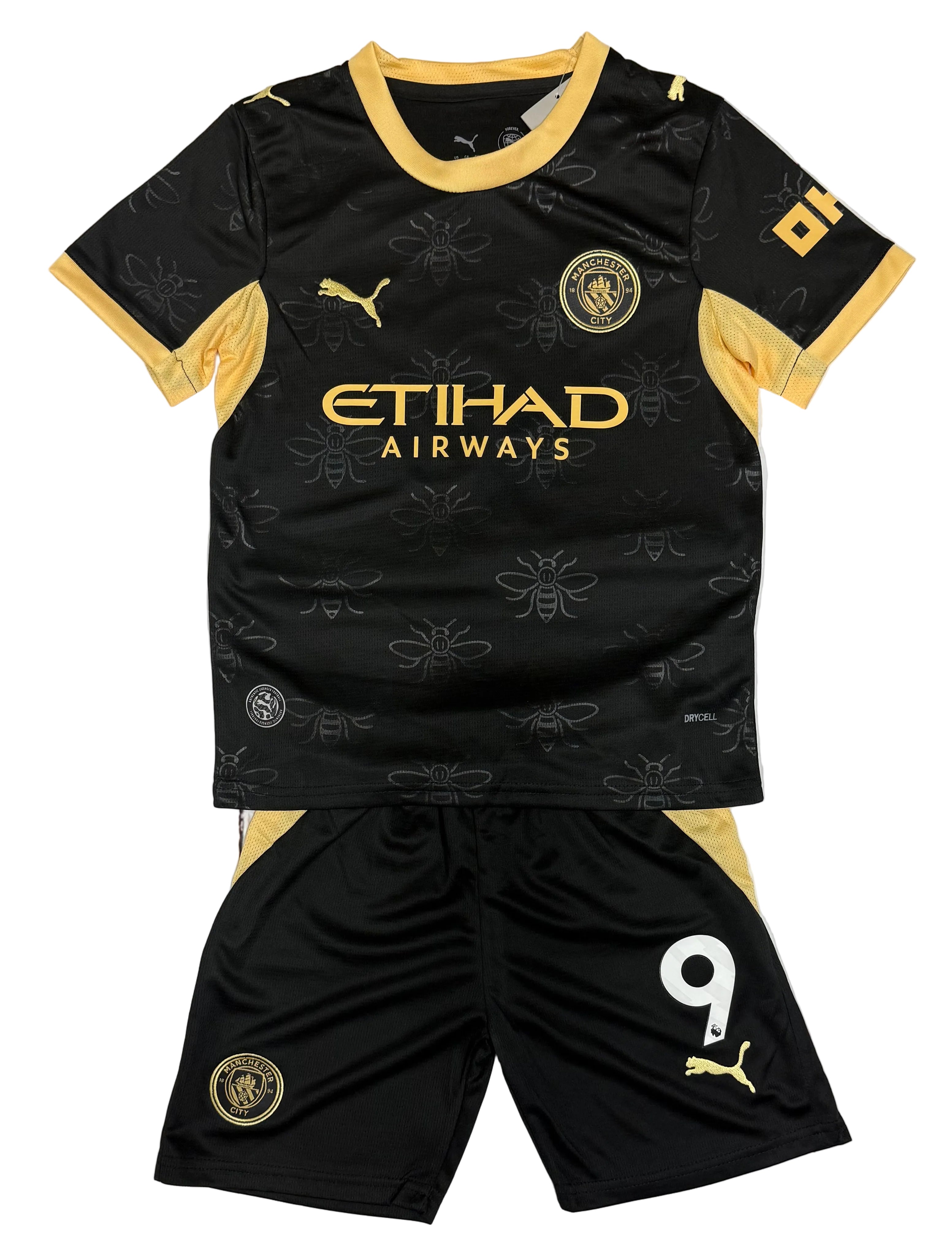 Youth Haaland Jersey 26-27’ Alternate Man City Kit Kids Soccer Sets (Jersey+Shorts)