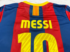 Youth Messi Jersey Retro Barca Long Sleeve Kit Kids Soccer Sets (Jersey+Shorts)