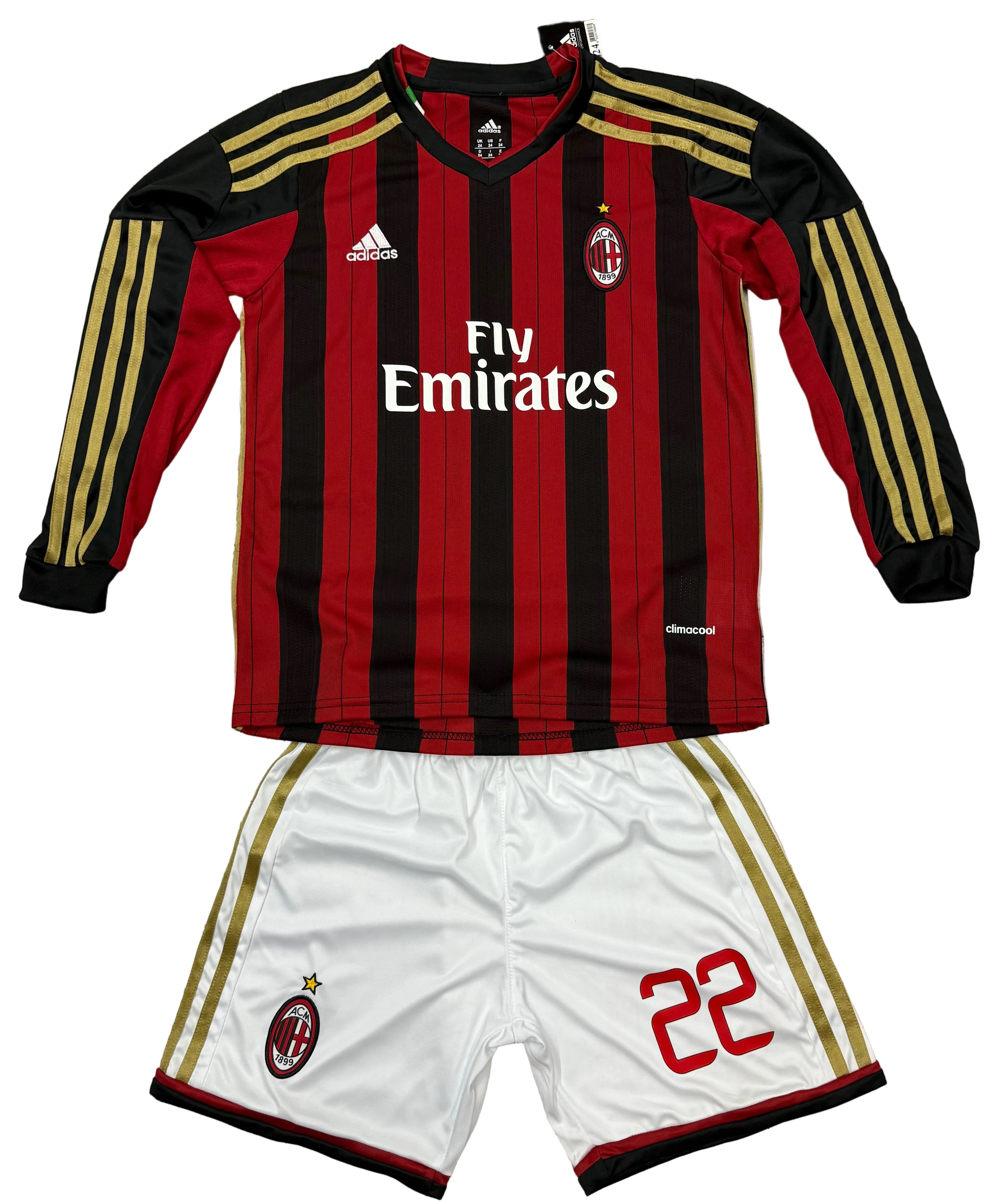 Youth KaKa Retro Jersey Long Sleeve Vintage Soccer Legends Kit (Jersey+Shorts)