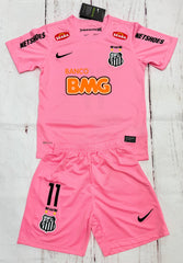 Youth Neymar Jr Retro Jersey Pink Kids Soccer Kits (Jersey+Shorts)