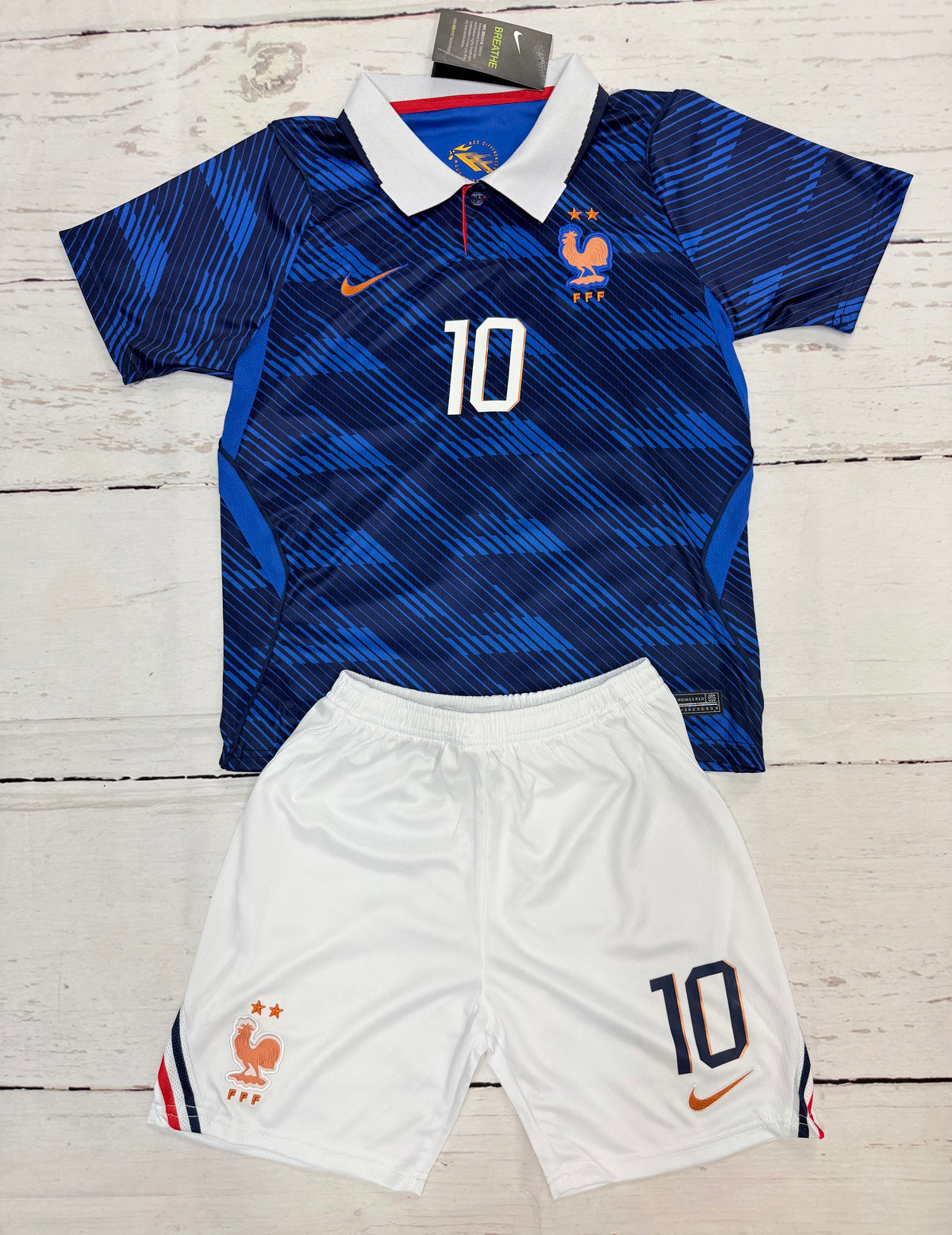 Youth Mbappe (Jersey + Shorts) Kit 26’ France Home Kids Soccer Set