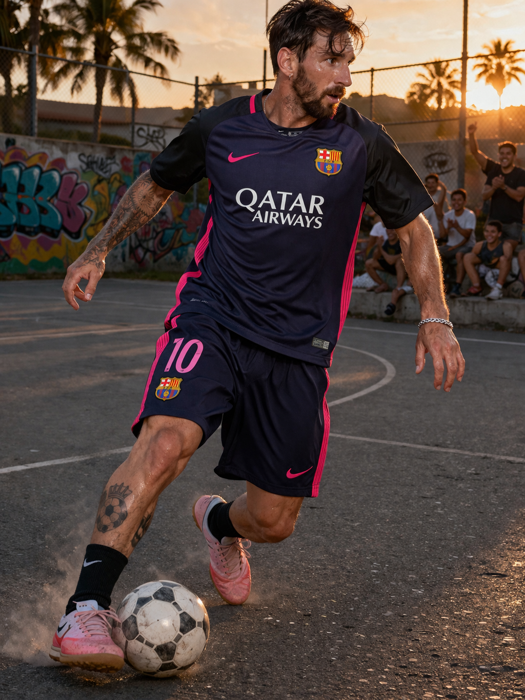 Youth Messi Retro Jersey Kit Purple Barcelona (Jersey+Shorts) Kids Set