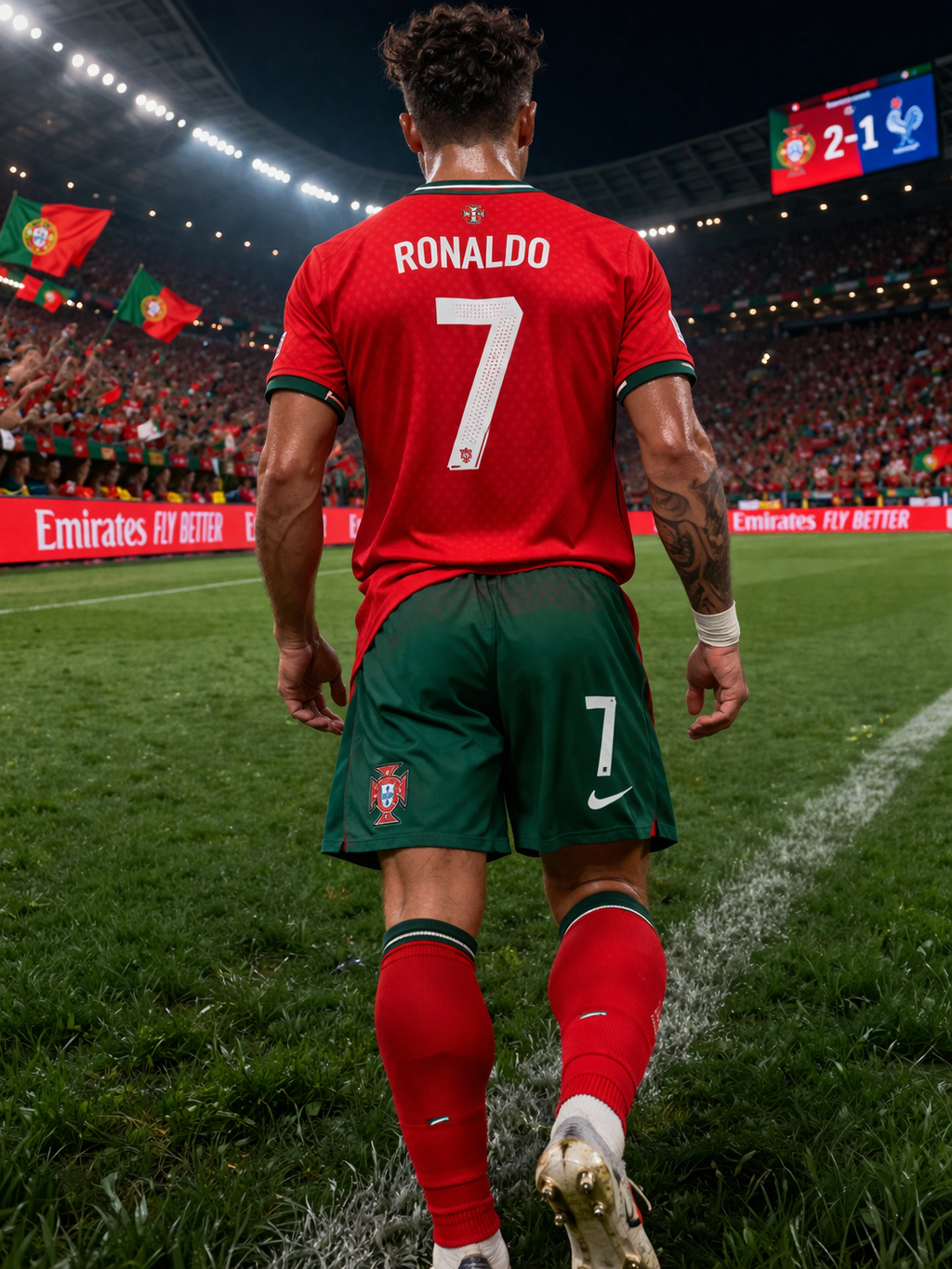 Youth Ronaldo Portugal Red Puma Jersey Kit (Jersey+Shorts)