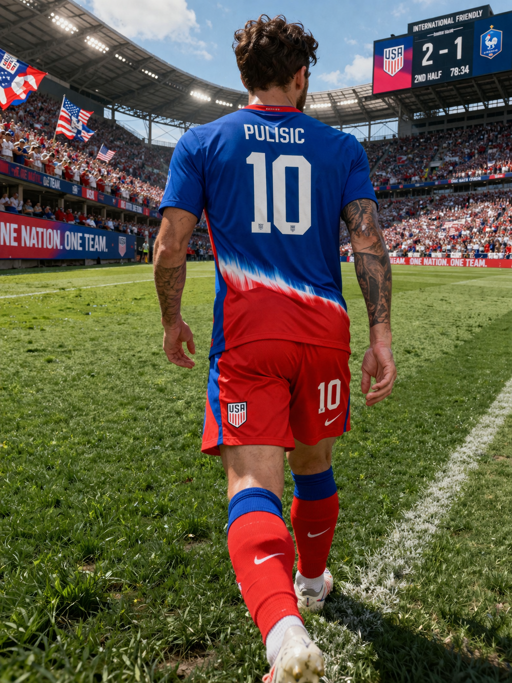 Youth Christian Pulisic #10 USA Soccer Jersey - Kids Blue and Red Kit