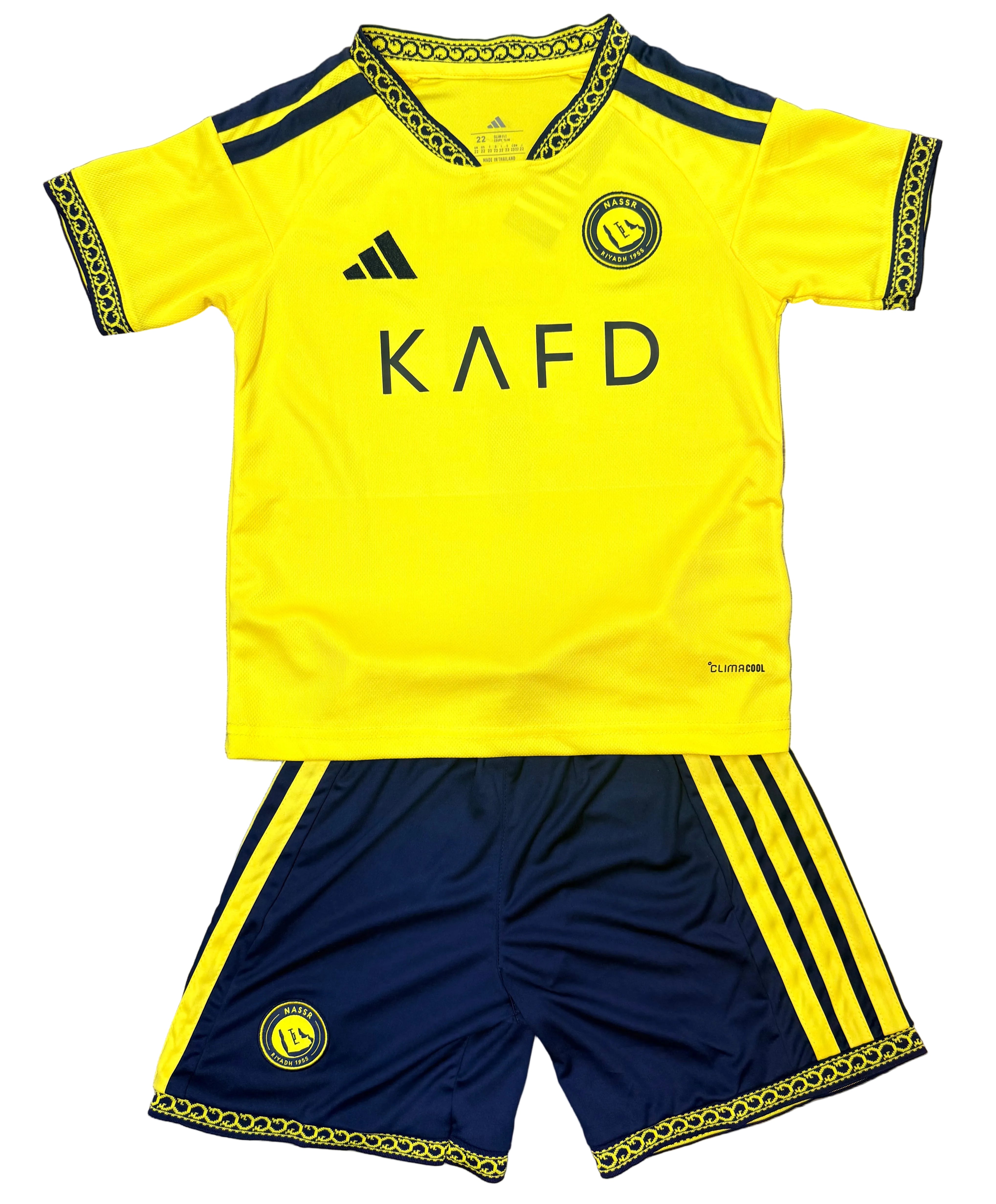 Youth Ronaldo Jersey 26-27’ Yellow Kit Kids Soccer Sets (Jersey+Shorts)