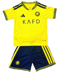 Youth Ronaldo Jersey 26-27’ Yellow Kit Kids Soccer Sets (Jersey+Shorts)
