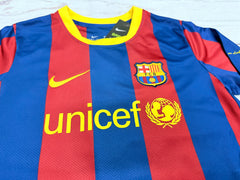Youth Messi Jersey Retro Barca Long Sleeve Kit Kids Soccer Sets (Jersey+Shorts)