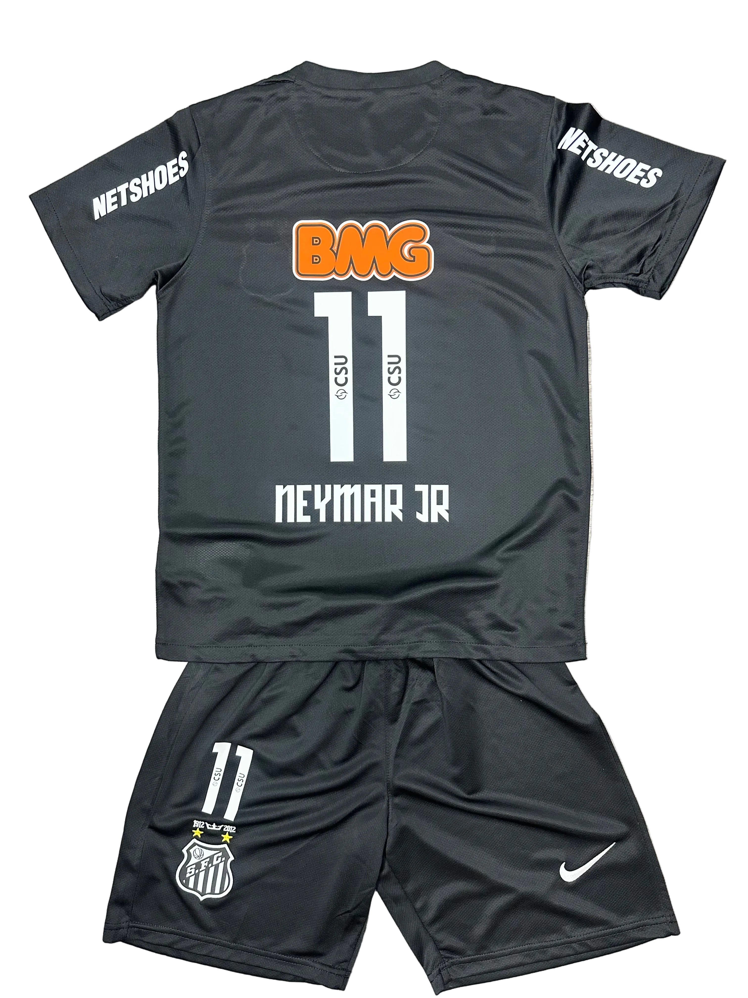 Youth Retro Neymar Jr #11 Brazil Jersey + Short Set Kids Soccer Kit