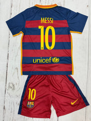Youth Messi Retro Jersey Classic  Barca Kit (Jersey+Shorts) Kids Set