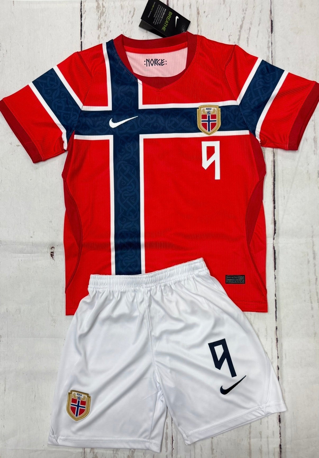 Youth Haaland Jersey Norway Home 2026 Kit (Jersey + Shorts)